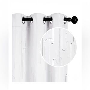 Deconovo White Curtain (Silver Foil Printed)  42W x 63L Inch, 2 Panels!
